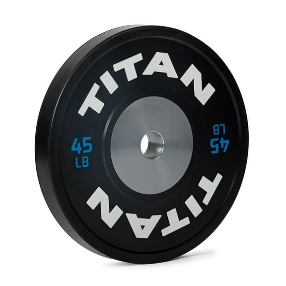 Titan Fitness 45 LB Single Elite Competition Bumper Plate, Blue Color-Coded Weight Indicators