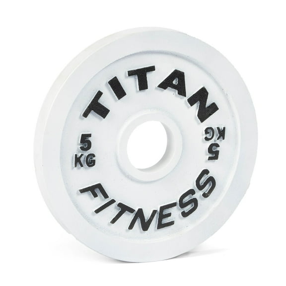 Titan Fitness 5 KG Olympic Calibrated Steel Powerlifting Plate, Machine Precision Steel Discs, Sold Individually