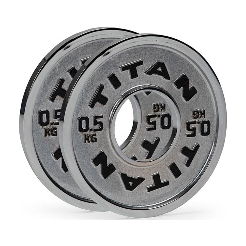 Titan Fitness .5 KG Olympic Calibrated Steel Powerlifting Plates, Machine Precision Steel Discs, Sold in Pair