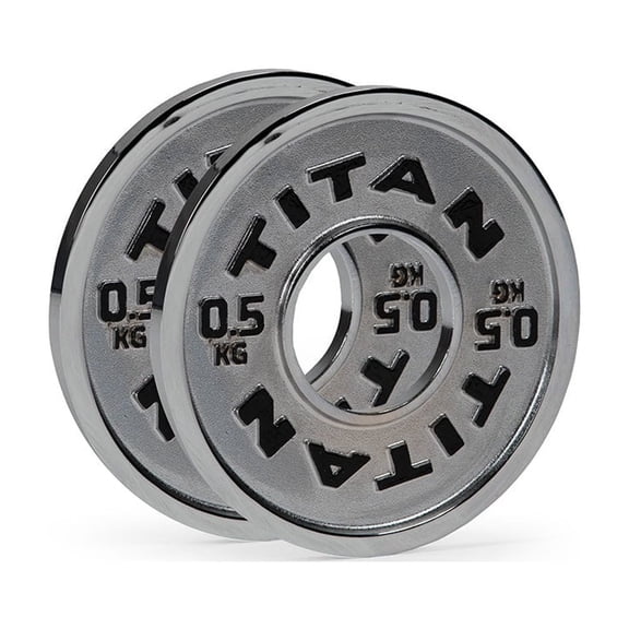 Titan Fitness .5 KG Olympic Calibrated Steel Powerlifting Plates, Machine Precision Steel Discs, Sold in Pair