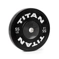 thumbnail image 1 of Titan Fitness 55 LB Black Elite Olympic Bumper Plate, Competition Weight Plates, Rubber with Steel Hub Insert, Sold Individually, For Olympic Weightlifting and Cross-Training Workouts, 1 of 6
