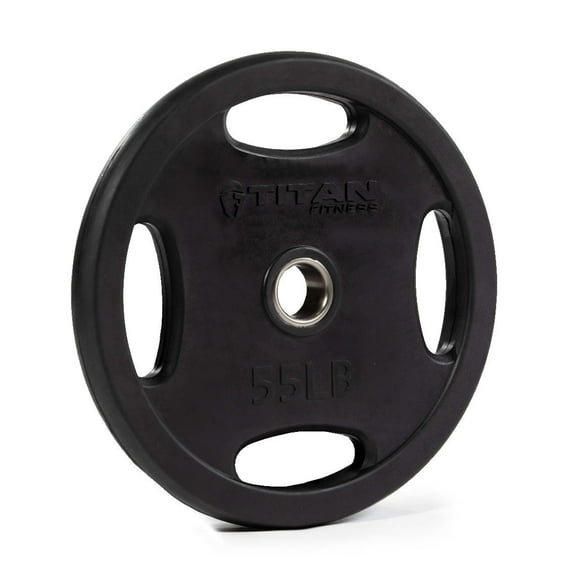 Titan Fitness 55 LB Single Black Grip Plate, Cast Iron and Rubber Coating, Sold as a Single Plate