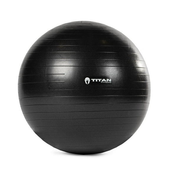 Titan Fitness 55cm Black Exercise Stability Ball, 21.65" Diameter Inflatable Yoga Ball for Home Gym Workouts, Resistance Exercises, Balance Core Strength Training