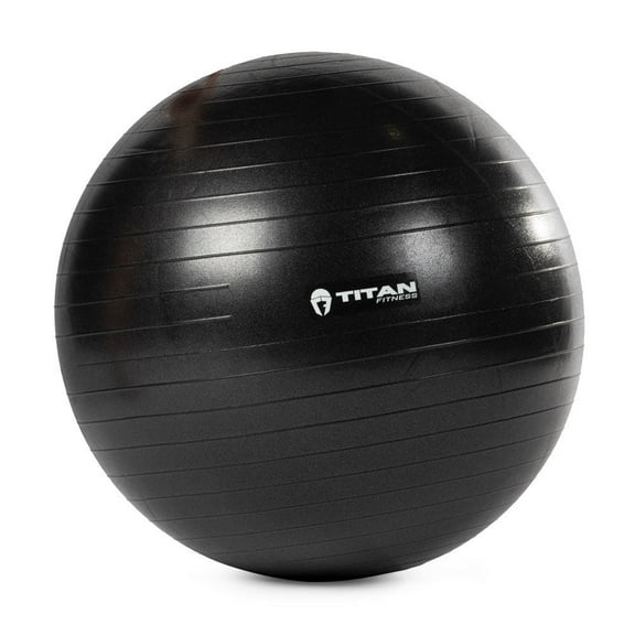 Titan Fitness 65cm Black Exercise Stability Ball, 25.6" Diameter Inflatable Yoga Ball for Home Gym Workouts, Resistance Exercises, Balance Core Strength Training