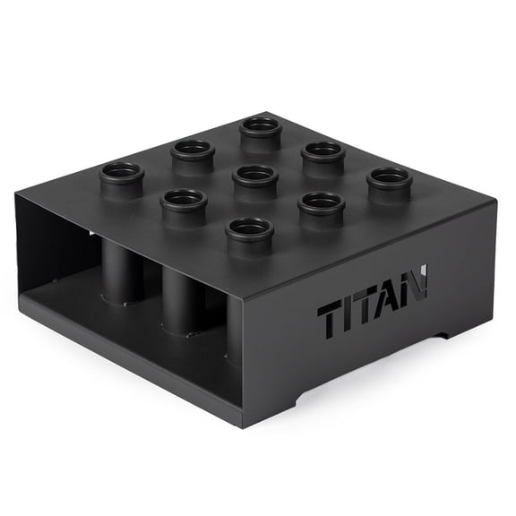 Titan Fitness 9 Barbell Holder, Vertical Olympic Bar Rack, Floor Stand