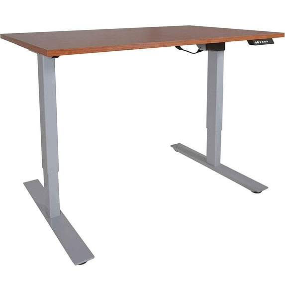 Titan Fitness A2 Adjustable Sit/Stand Desk 30" x 60" Cherry Finish Silver Frame