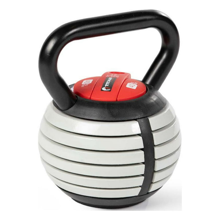 Titan Fitness Adjustable Kettlebell, 10 lb.- 40 lb., Cast Iron Plates,  Strength Training