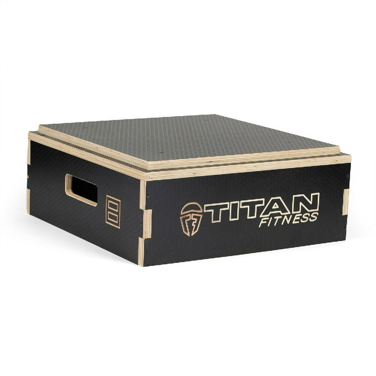 Titan Fitness Anti Slip 8in Stackable Wooden Plyometric Box Pro Duty Plyo Box Jump Step Up Box Squat Home Garage Gym Training