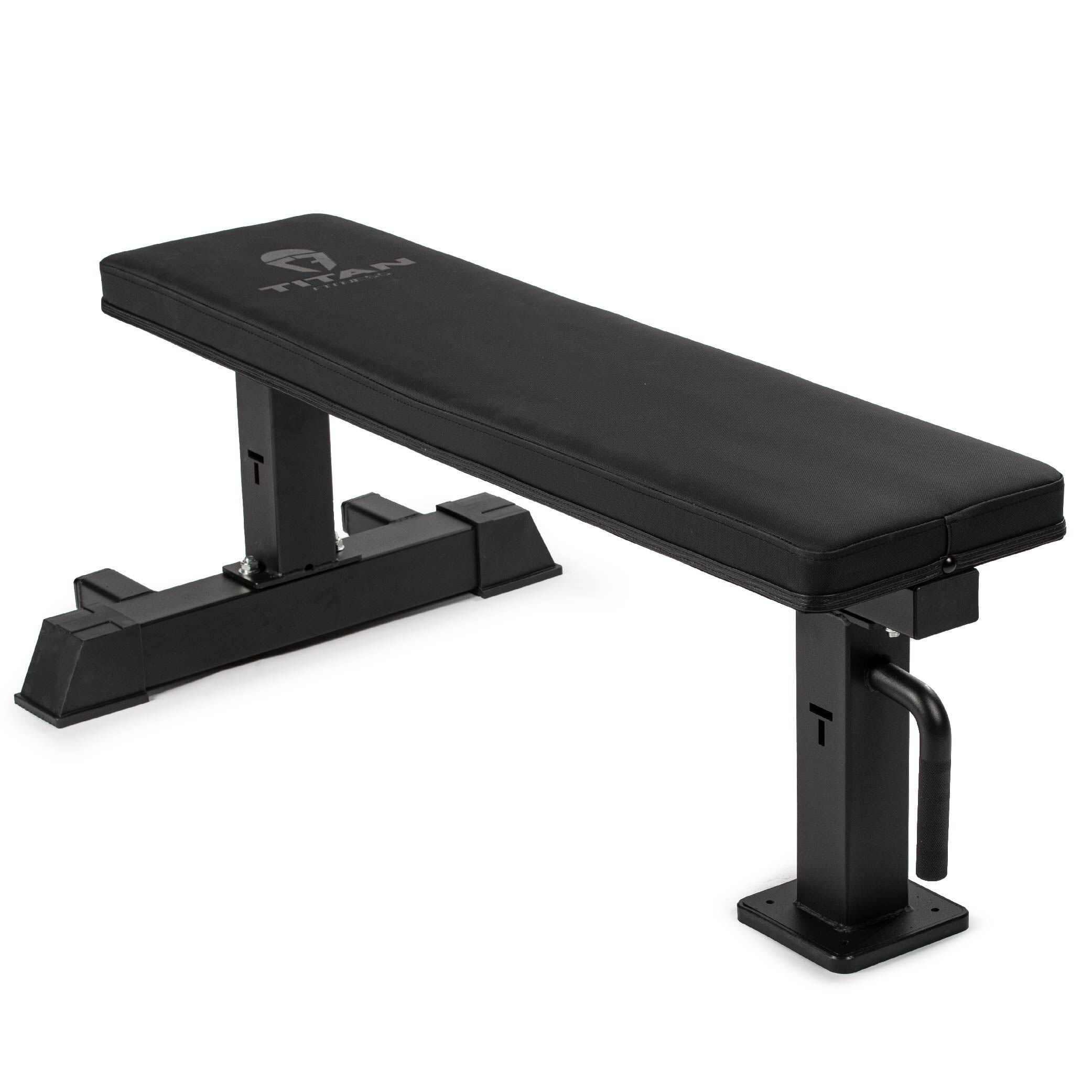 Titan Fitness Elite Series Single Post Flat Bench, 2.5" Thick HeftyGrip