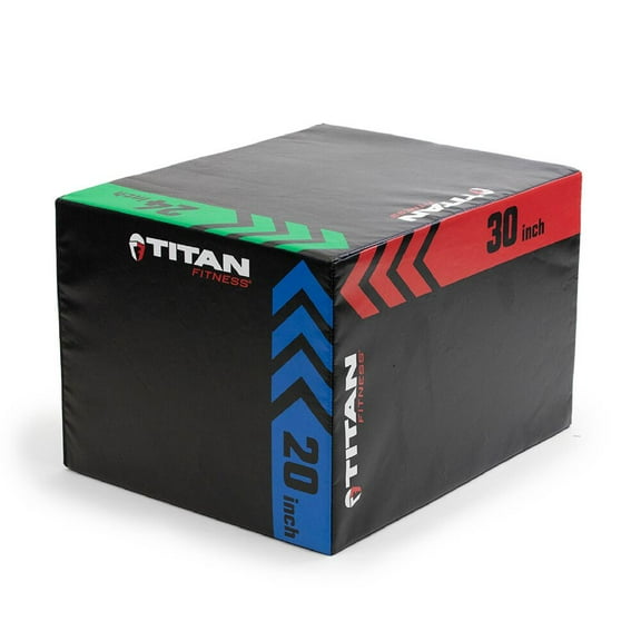 Titan Fitness Heavy Foam Plyometric Box, 20in 24in 30in, 3-In-1 Pro-Duty HIIT Exercise Foam Plyo Box, Step-Up, Box Squat, Home Garage Gym Training