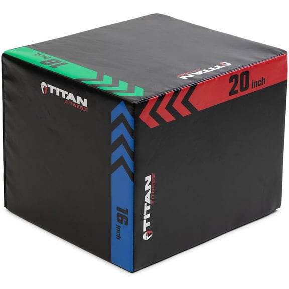 Titan Fitness Heavy Foam Plyometric Box - Pro-Duty HIIT Exercise Foam Plyo Step-Up, Box Squat, Home Garage Gym Training, Youth & Regular Sizes