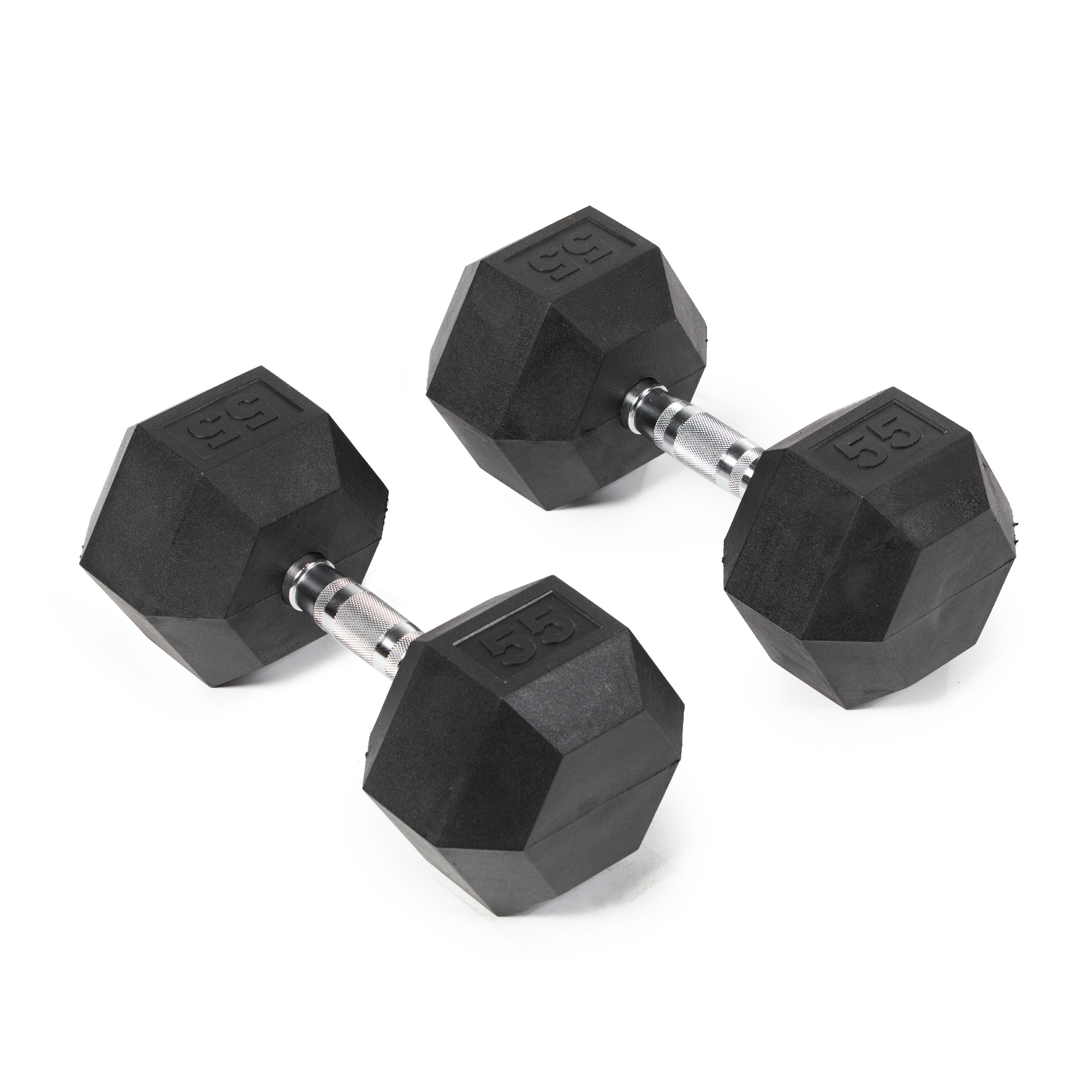 Titan Fitness Rubber Hex Dumbbells 55 lb. Pair Ergonomic Chrome Handles Walmart