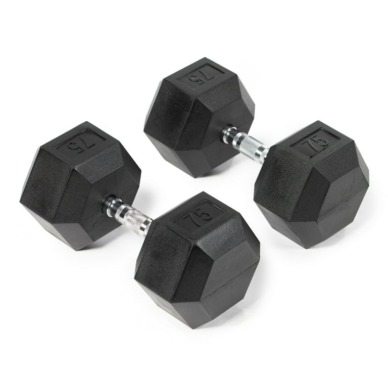 Rubber coated hex dumbbell weights training set 5 10 15 20 25 lb titan fitness sale
