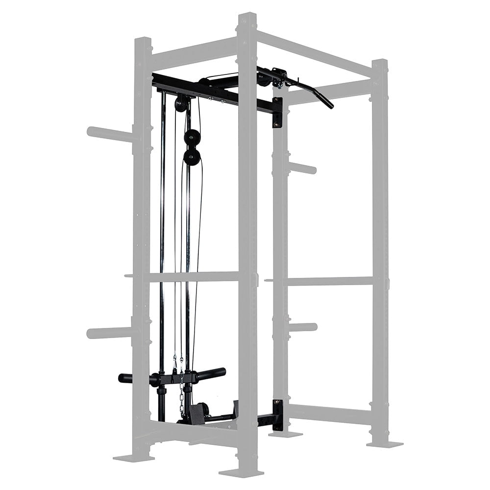 Titan Fitness Short Lat Tower Rack Attachment Fits T-3 and X-3 Series Bolt-Down Power Racks, 300 LB Olympic Plate-Loaded Capacity, Lat Bar & Low Row Handle Included