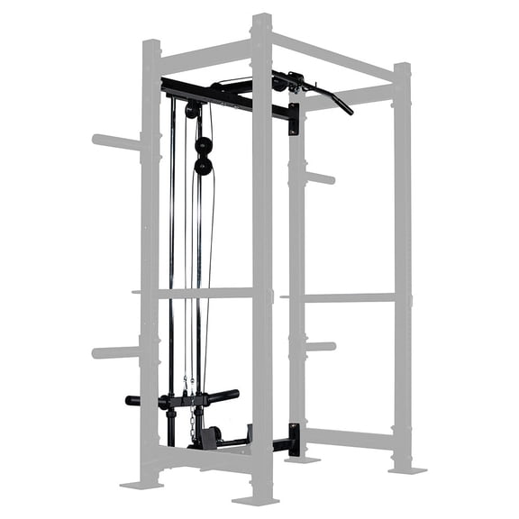 Titan Fitness Short Lat Tower Rack Attachment Fits T-3 and X-3 Series Bolt-Down Power Racks, 300 LB Olympic Plate-Loaded Capacity, Lat Bar & Low Row Handle Included