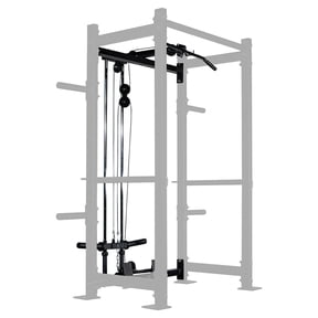 Titan Fitness Short Lat Tower Rack Attachment Fits T-3 and X-3 Series Bolt-Down Power Racks, 300 LB Olympic Plate-Loaded Capacity, Lat Bar & Low Row Handle Included