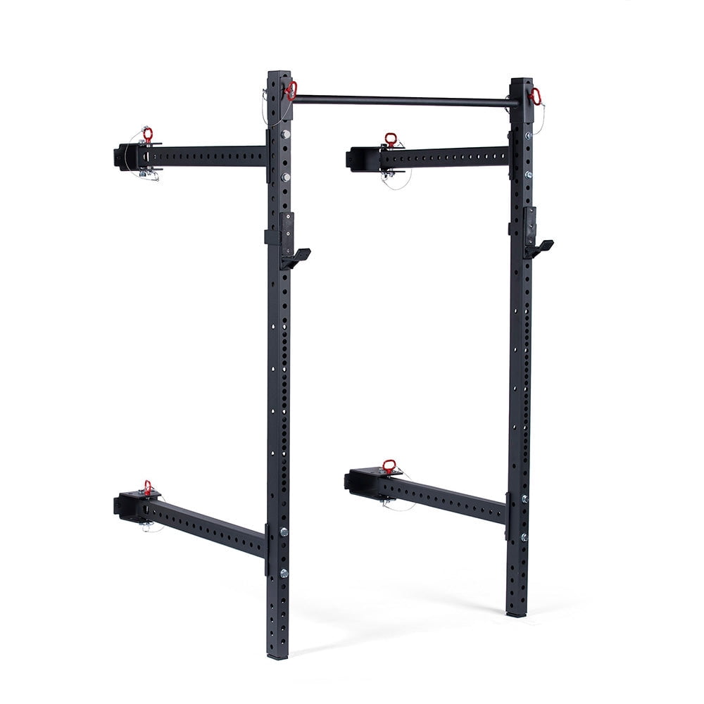 Titan Fitness T-3 Series Wall Mounted Folding Power Rack, 82" Height x 41" Depth, Compact Space-Saving Rack, 2x3 11-Gauge Steel Uprights, Includes J-Hooks & Pull-Up Bar