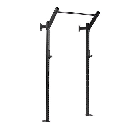 Titan Fitness T-3 Series Space Saving Rack, 82" Height x 12" Depth, Compact Wall Mounted Power Rack, 2x3 11-Gauge Steel Uprights, Includes J-Hooks & Pull-Up Bar, Space Efficient Design