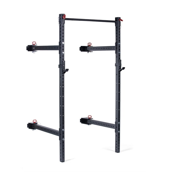 Titan Fitness T-3 Series Wall Mounted Folding Power Rack, 91" Height x 41" Depth, Compact Space-Saving Rack, 2x3 11-Gauge Steel Uprights, Includes J-Hooks & Pull-Up Bar