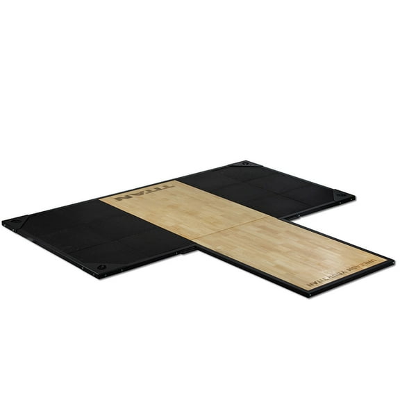 Titan Fitness TITAN Series 42" Power Rack Lifting Platform, Thick Hardwood Center Flooring, Heavy-Weight Rubber Side Tiles