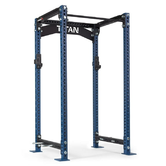 Titan Fitness TITAN Series 90" Navy Bolt-Down Power Rack, 36" Depth, Rackable 2000 LB Cage, 1.25" Pull Up Bar, Crossmember Nameplate, Roller J-Hooks, Weightlifting and Strength Training