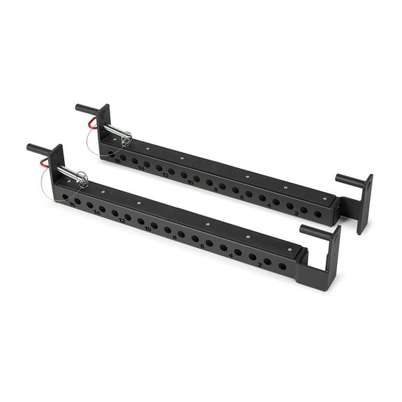 Titan Fitness TITAN Series Flip-Down Safety Bars, 36" Depth Spotter Arms, Rated 3,000 LB, Safety Bars for 3"x3" Uprights with Plastic Liner Protection, Spotter Arms for Squat Rack