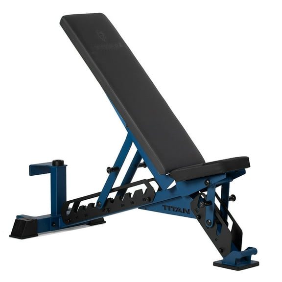 Titan Fitness TITAN Series Navy Adjustable Bench, Supports 600 LB Incline, 1,000 LB Flat