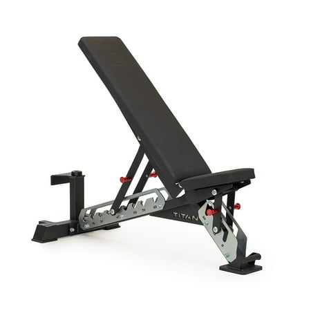 Titan Fitness TITAN Series Single Post Adjustable Bench, Supports 600 LB Incline, 1,000 LB Flat, Versatile Utility Bench for Home Gym Weightlifting Strength Training, 2.5" Thick HeftyGrip Vinyl Pad