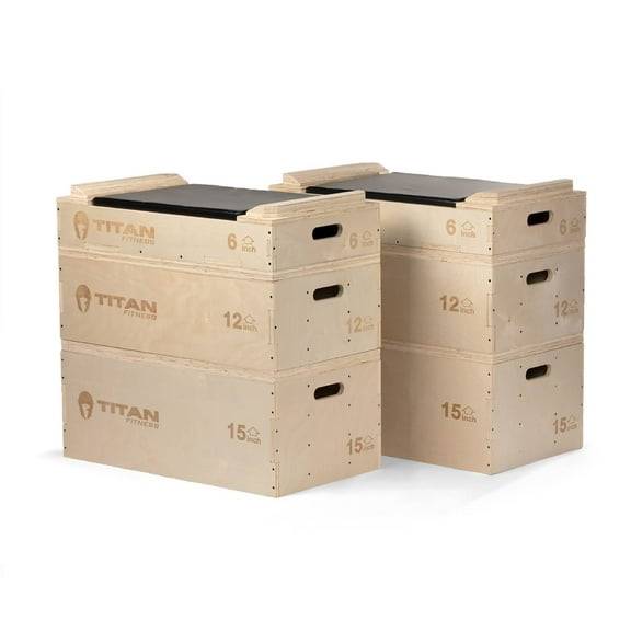 Titan Fitness Wooden Stackable Wood Jerk Blocks with Silencer Pad