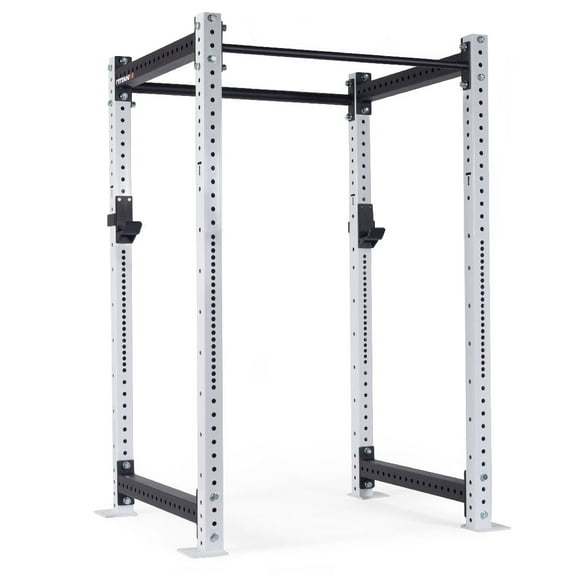 Titan Fitness X-3 Series 80" White Bolt-Down Power Rack, 36" Depth, Rackable 1650 LB Cage, 1.25" and 2" Pull Up bars, Standard J-Hooks, Weightlifting and Strength Training