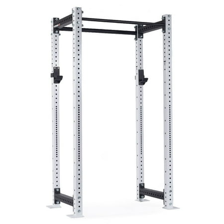 Titan Fitness X-3 Series 90" White Bolt-Down Power Rack, 24" Depth, Rackable 1650 LB Cage, 1.25" and 2" Pull Up bars, Standard J-Hooks, Weightlifting and Strength Training