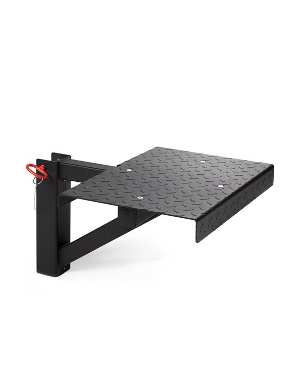 X-3 Series Rack Mounted Step-Up Platform, 22" x 15" Diamond Plate Steel Step, Adjustable Power Rack Attachment for Step-Ups, Plyometrics & Strength Training, 550 LB Capacity