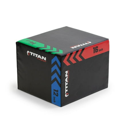 Titan Fitness Youth Pro-Duty Heavy Foam Plyometric Box, 12in 14in 16in, 120 LB Capacity, Step-Up, Box Squat, Home Garage Gym Training