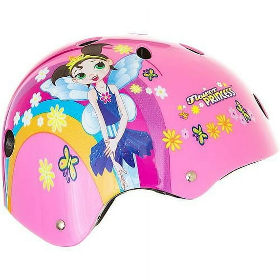 titan flower princess 11-vent girls pink skate and bike helmet, size small