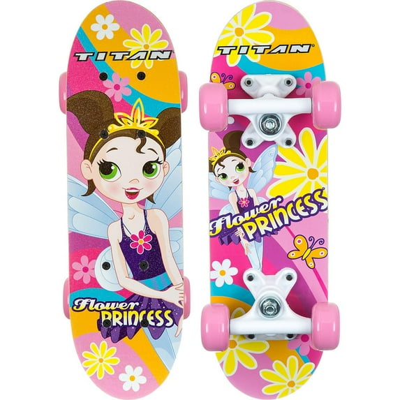 Titan Flower Princess Complete Skateboard for Girls 5 year and more 17-Inch Pink