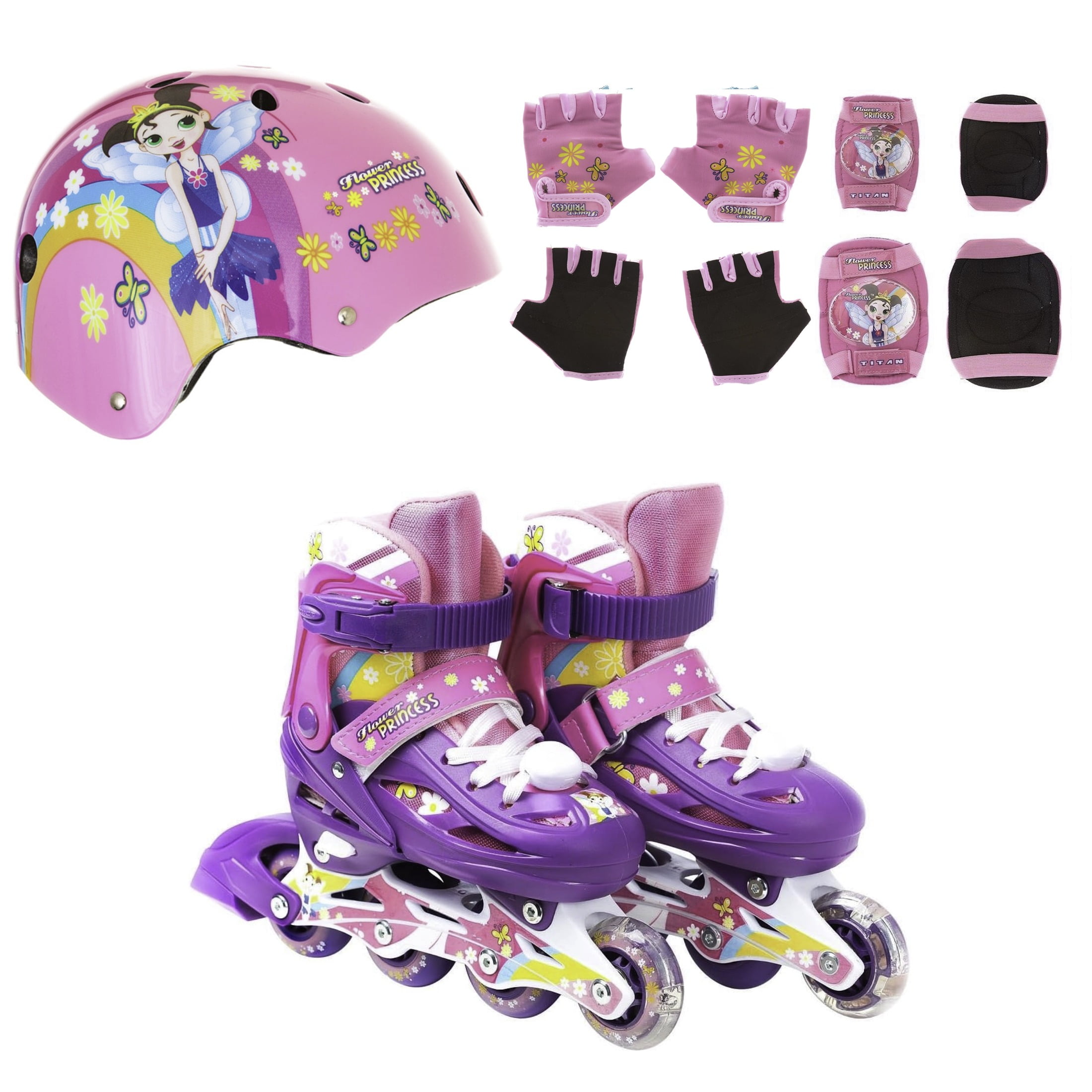 Titan Flower Princess Inline Skates, Helmet & Padset Bundle: A Complete ...