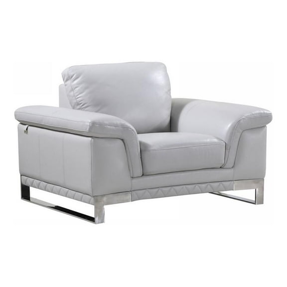 Titan Furnishings 17" Modern Genuine Italian Leather Chair in Light Gray