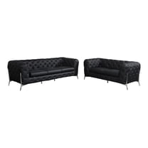 Titan Furnishings 2-Piece Genuine Italian Leather Sofa & Loveseat in Black