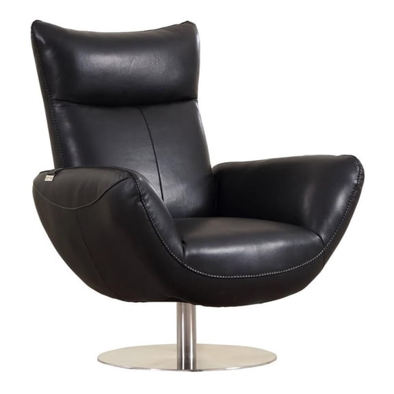 Titan Furnishings 22" Modern Genuine Italian Leather Lounge Chair in Black