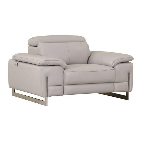 Titan Furnishings 31" Modern Genuine Italian Leather Chair in Light Gray
