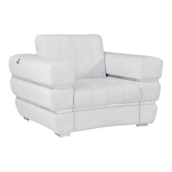 Titan Furnishings 35" Modern Genuine Italian Leather Chair in White
