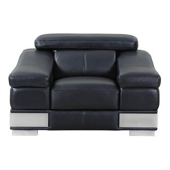 Titan Furnishings 39" Modern Genuine Italian Leather Chair in Black