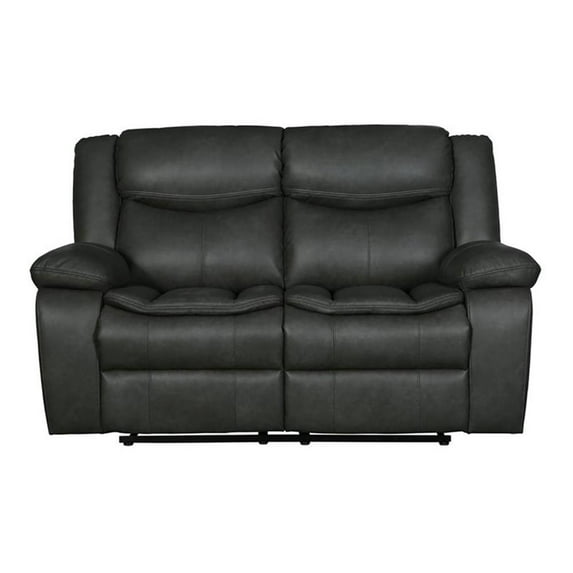 Titan Furnishings 64" Transitional Faux Leather Reclining Loveseat in Gray