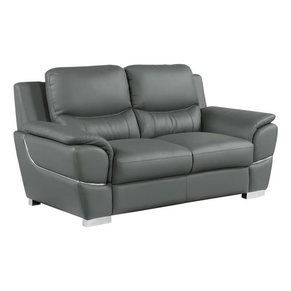 Titan Furnishings 69" Modern Faux Leather Upholstered Loveseat in Gray