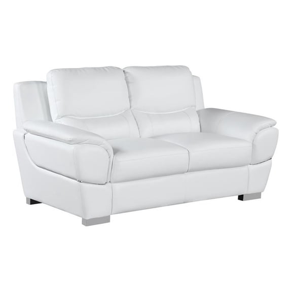 Titan Furnishings 69" Modern Faux Leather Upholstered Loveseat in White