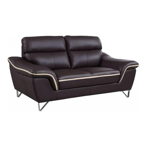 Titan Furnishings 69" Modern Leather Loveseat in Brown