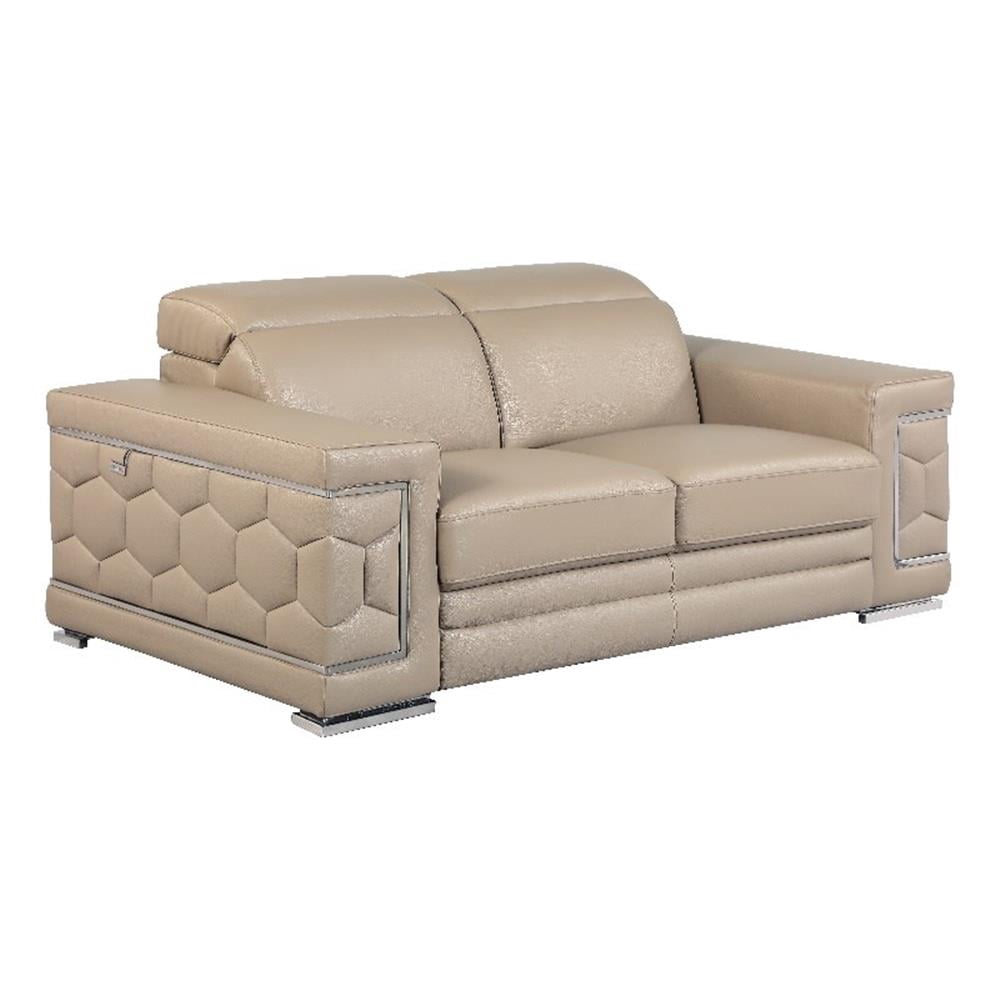 Titan Furnishings 71" Modern Genuine Italian Leather Loveseat in Beige ...