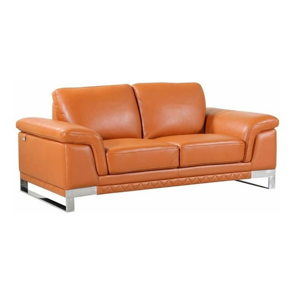 Titan Furnishings 73" Genuine Italian Leather Loveseat in Camel Brown