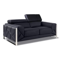 Titan Furnishings 75" Modern Genuine Italian Leather Loveseat in Black