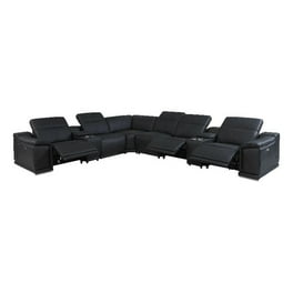 White Italian Leather Power Reclining U Shaped Six Piece Corner Sectional With Console White Italian Leather Power Reclining U Shaped Six Piece Corner Sectional With Console